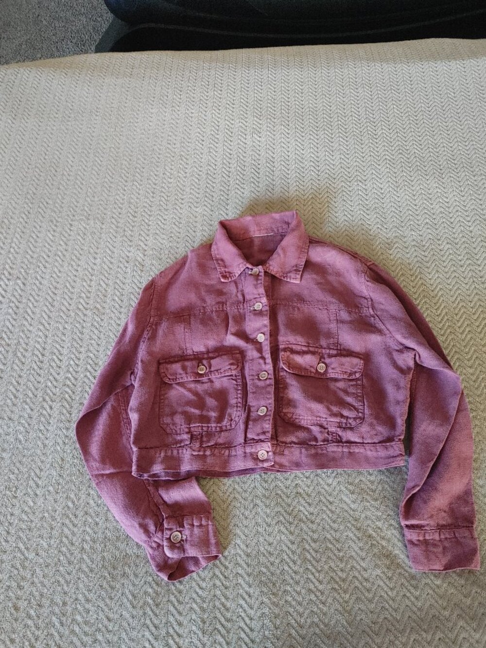 ✨ Vintage Raspberry Pink Linen Cropped Jacket ✨ - Picture 8 of 16